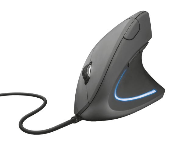 TRUST Verto/ Vertikálna/ Optická/ Pre pravákov/ 1 600 DPI/ Drôtová USB/ Čierna