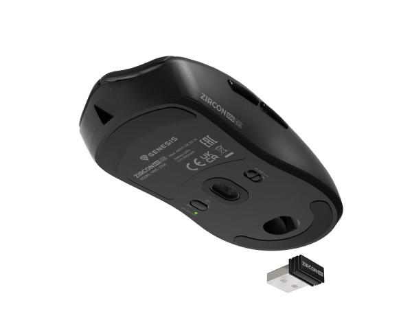 Herná myš Genesis ZIRCON 500 G2/ Herná/ Optická/ 10 000 DPI/ USB+BT/ Čierna 