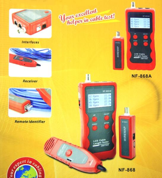 W-Star Tester káblov UTP WSNF868 detektor káblov, RJ45, RJ11, RJ12, BNC a USB