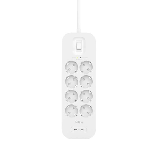 Belkin Surge strip 8 zásuviek, 2x USB-C v2 