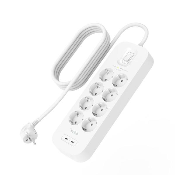 Belkin Surge strip 8 zásuviek, 2x USB-C v2 
