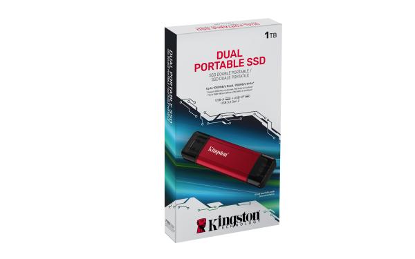 Kingston Dual Portable/ 1TB/ SSD/ Externá/ Červená/ 5R 
