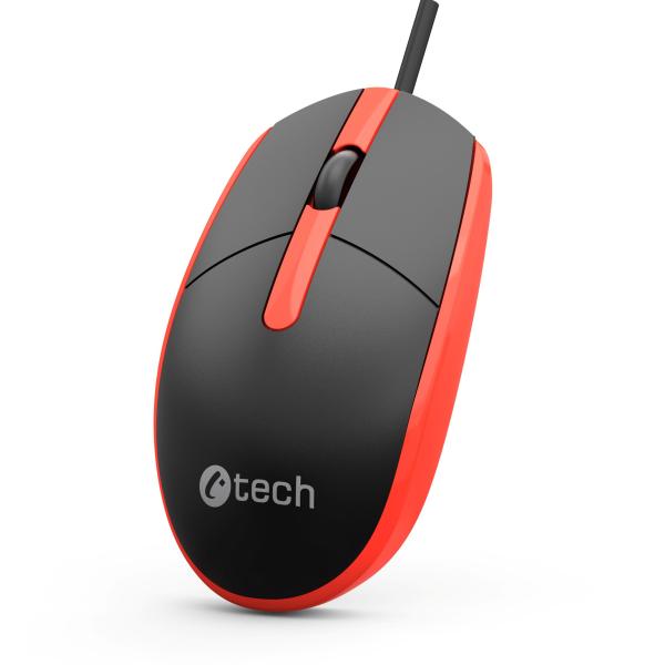 Myš C-TECH WM-10, čiernočervená, USB 