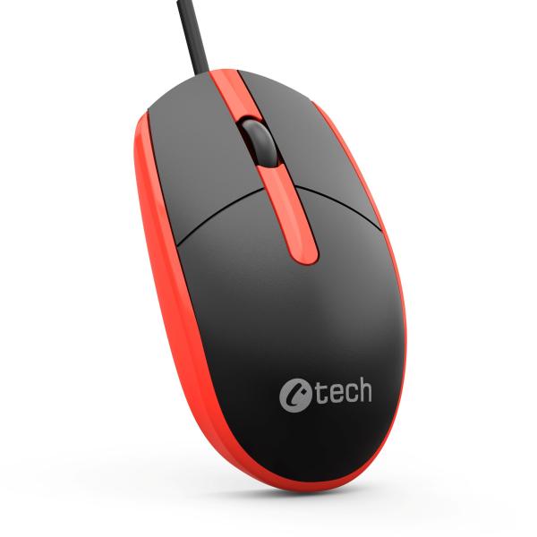 Myš C-TECH WM-10, čiernočervená, USB 