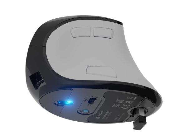 Vertikálna bezdrôtová myš Natec EUPHONIE PRO/ Vertikálna/ Blue Sense/ Pre pravákov/ 2 400 DPI/ USB+BT/ Biela 