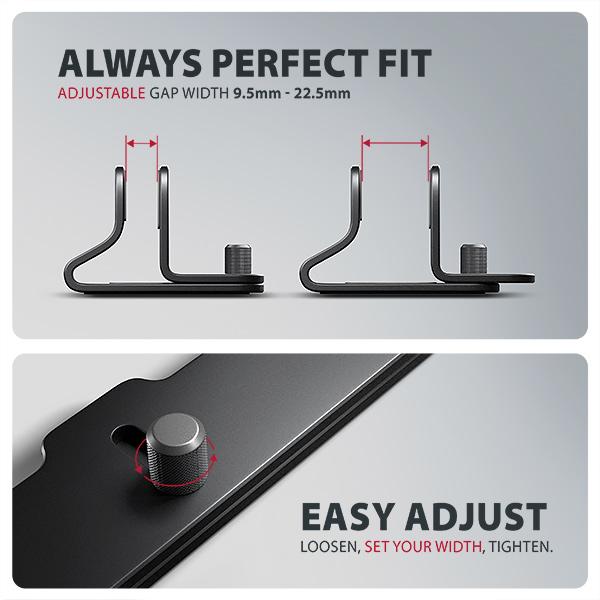 AXAGON STND-VB vertikálny hliníkový stojan na notebook 10"-17.3" nastaviteľný rozostup, čierny 