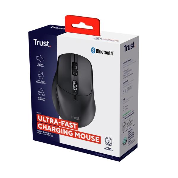 Trust Zevo/ Cestovná/ Optická/ Pre pravákov/ 4 000 DPI/ USB+BT/ Čierna 