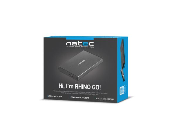 Externý box pre HDD 2, 5" USB 3.0 Natec Rhino Go, čierny, hliníkové telo 