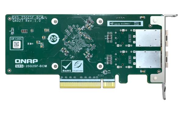 QNAP QXG-25G2SF-BCM Dual port na 25GbE Network adaptér; 2 x SFP28; Broadcom 57504 controller 