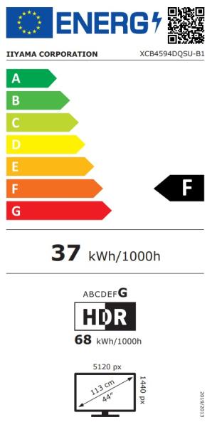 iiyama ProLite/ XCB4594DQSU-B1/ 44, 5"/ VA/ DQHD/ 75Hz/ 2ms/ Čierna/ 3R 