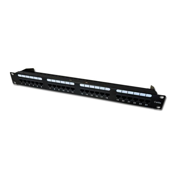 DATACOM Patch panel 19" UTP 24 port CAT5E DUAL 1U BK (4x6p) vyväzovacia lišta 
