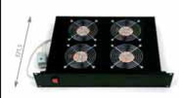 19" horiz.vent.j.4xVent.-220V/ 92W termost.2U čierna