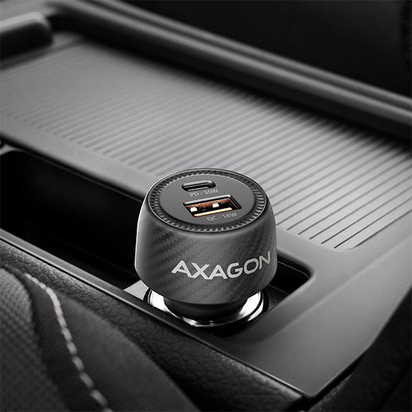 AXAGON PWC-PQ48 nabíjačka do auta 48W, USB-A + USB-C, PD3.0/ PPS/ QC4+/ SFC/ Apple 