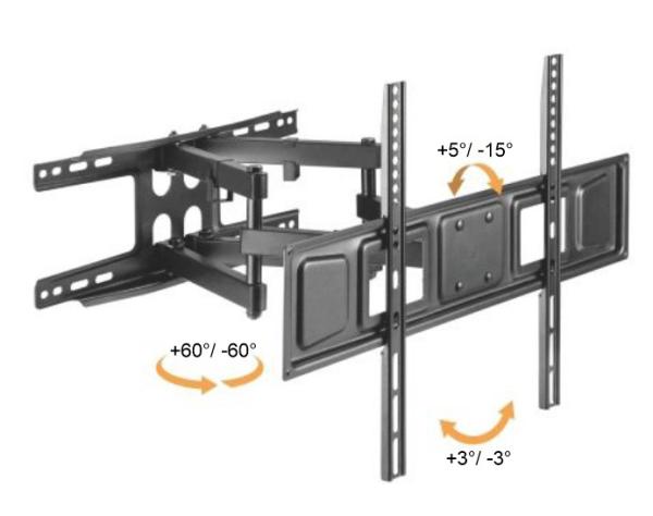 Výsuvný držiak Brateck LPA63-466 pre TV 37"-80" 40kg polohovateľný nástenný 