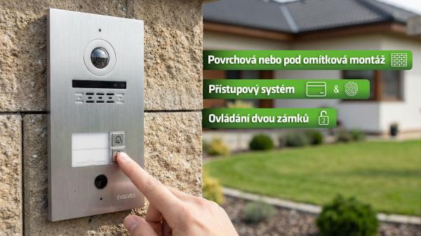 EVOLVEO DoorPhone ID-2, 2-drôtový videotelefón pre dva byty s RFID, odtlačkom prsta a podporou ONVIF ka 