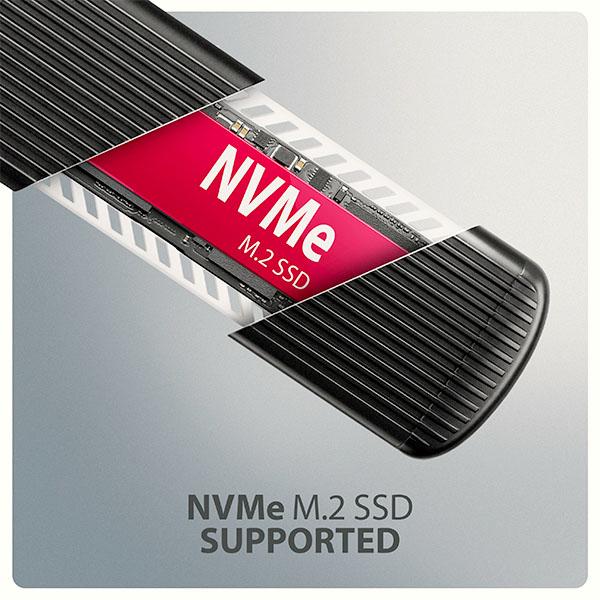 AXAGON EEM2-SC, USB-C 10Gbps externý box pre M.2 NVMe SSD, bezskrutkový, rebrovaný hliník 