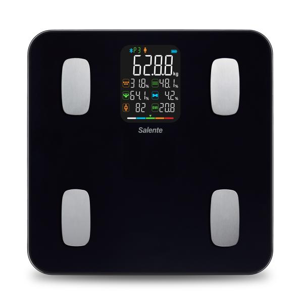 Salente MaxFit, múdra osobná diagnostická fitness váha, Bluetooth, čierna 
