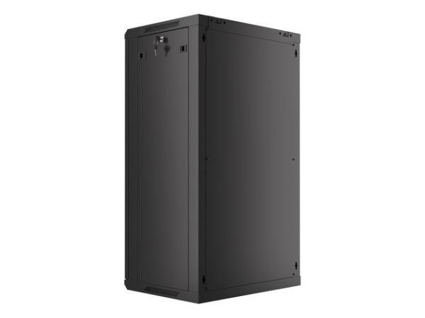 LANBERG 19" RACKOVÁ SKRIŇA PRO MONTÁŽ NA STENU 22U/ 600X450 (FLAT PACK) S PROSKLENÝMI DVERMI ČIERNA V2 