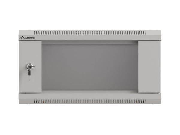LANBERG RACKOVÁ SKRIŇA 19" NÁSTENNÁ 4U/ 540X350 (FLAT PACK) S PRESKLENÝMI DVERAMI ŠEDÁ 