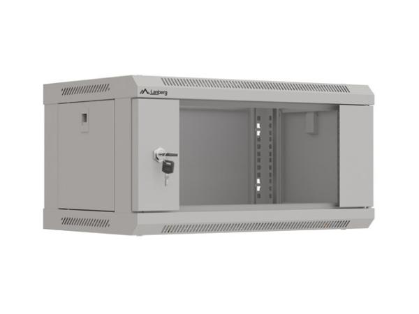 LANBERG RACKOVÁ SKRIŇA 19" NÁSTENNÁ 4U/ 540X350 (FLAT PACK) S PRESKLENÝMI DVERAMI ŠEDÁ 