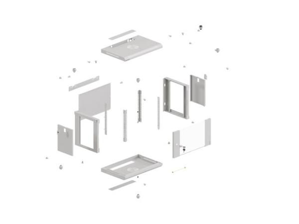 LANBERG RACKOVÁ SKRIŇA 19" NÁSTENNÁ 4U/ 540X350 (FLAT PACK) S PRESKLENÝMI DVERAMI ŠEDÁ 