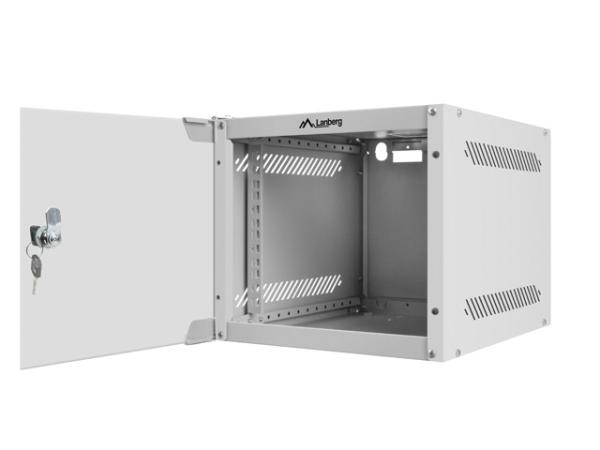 LANBERG RACKOVÁ SKRIŇA 10" NÁSTENNÁ 4U/ 280X310 (FLAT PACK) S PRESKLENÝMI DVERMI ŠEDÁ 
