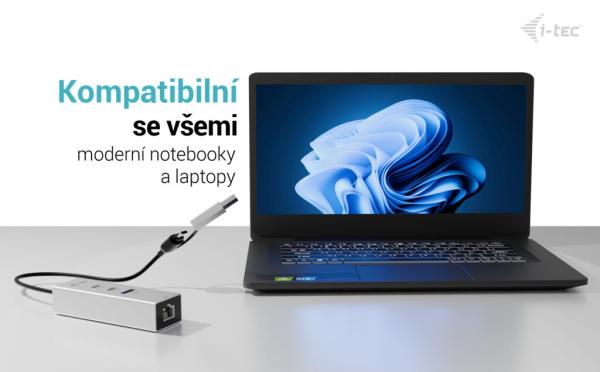 i-tec USB-C/ USB-A Metal HUB 3 (2x USB-C, 1x USB-A) Port + 2.5GLAN 