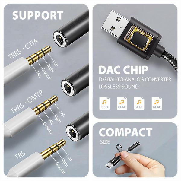 AXAGON ADA-HA, USB-A na 3.5mm jack Hi-Res DAC audio adaptér, 384kHz/ 32bit, stereo 