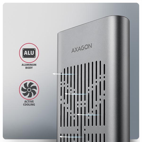 AXAGON EEM2-20GD, USB-C 20Gbps externý box pre dvoch M.2 NVMe SSD s funkciou klonovania 
