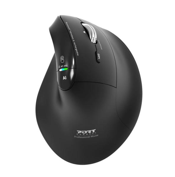 PORT CONNECT ERGO AUDITOR/ Vertikálna/ Optická/ Pre pravákov/ 4 800 DPI/ USB+BT/ Čierna 