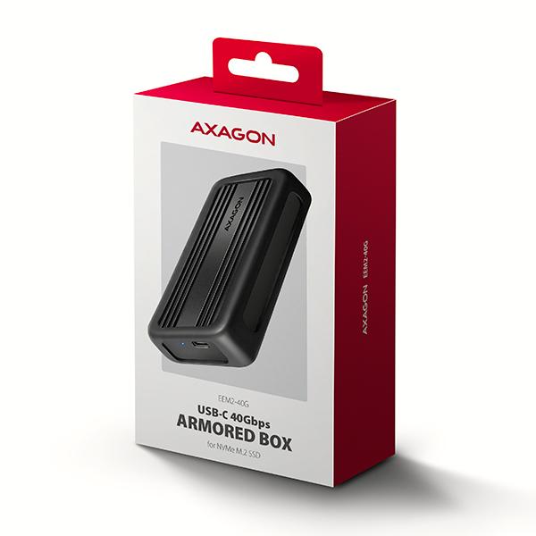 AXAGON EEM2-40G, USB-C 40Gbps externý box pre M.2 NVMe SSD, zosilnený hliník 