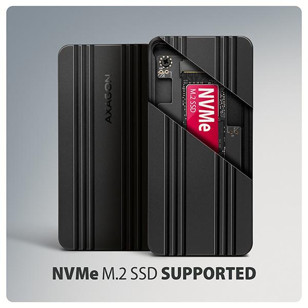 AXAGON EEM2-40G, USB-C 40Gbps externý box pre M.2 NVMe SSD, zosilnený hliník 