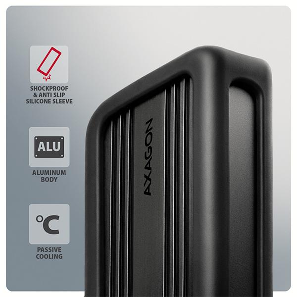 AXAGON EEM2-40G, USB-C 40Gbps externý box pre M.2 NVMe SSD, zosilnený hliník 