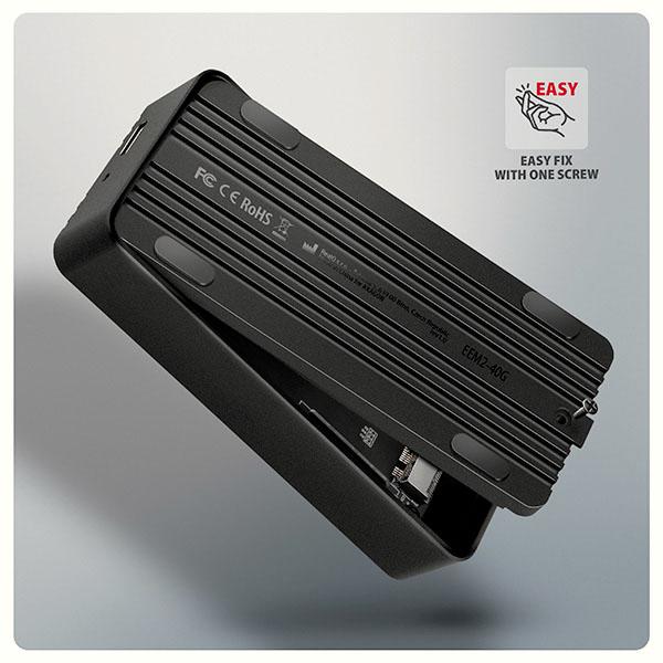 AXAGON EEM2-40G, USB-C 40Gbps externý box pre M.2 NVMe SSD, zosilnený hliník 