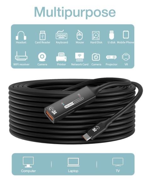 PremiumCord USB-A repeater + kábel USB-C, 7m 