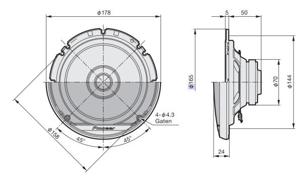 Pioneer TS-G1710F 17 cm jednopásmové reproduktory 