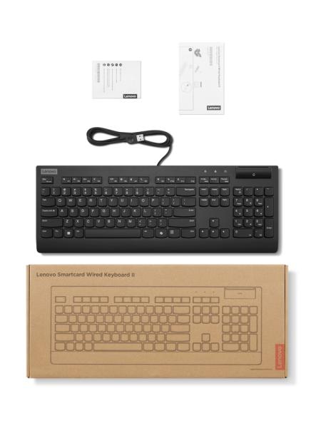 Lenovo Smartcard Wired Keyboard II AI-US Euro/ Drôtové USB-A/ US/ Čierna 