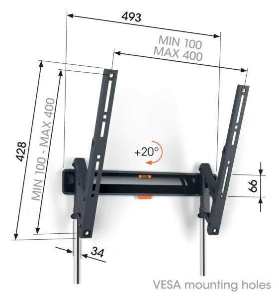 Vogel"s TVM 3413, TV držiak s náklonom pre obrazovky 32-65", 25 kg 