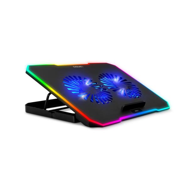 EVOLVEO CoolPro, chladiaca podložka pod notebook, 2x ventilátor, RGB podsvietenie, čierna 