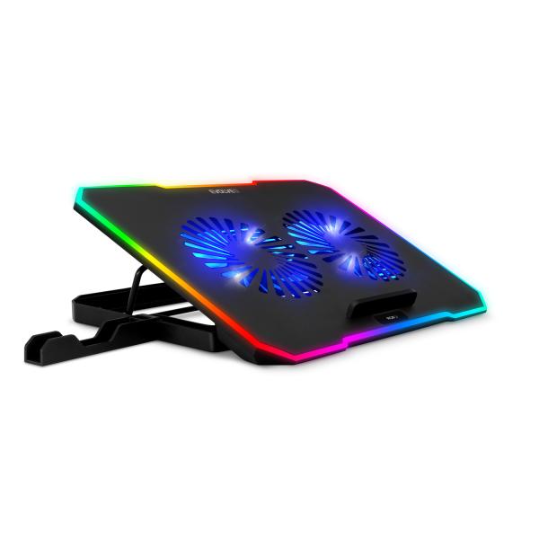 EVOLVEO CoolPro, chladiaca podložka pod notebook, 2x ventilátor, RGB podsvietenie, čierna 