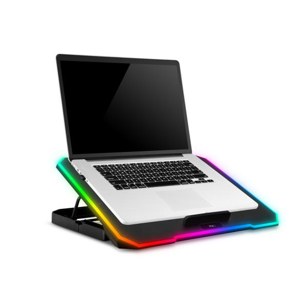 EVOLVEO CoolPro, chladiaca podložka pod notebook, 2x ventilátor, RGB podsvietenie, čierna 