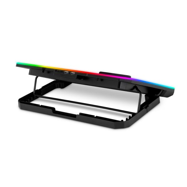 EVOLVEO CoolPro, chladiaca podložka pod notebook, 2x ventilátor, RGB podsvietenie, čierna 