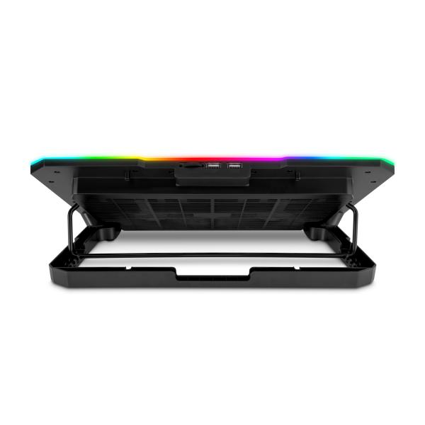 EVOLVEO CoolPro, chladiaca podložka pod notebook, 2x ventilátor, RGB podsvietenie, čierna 