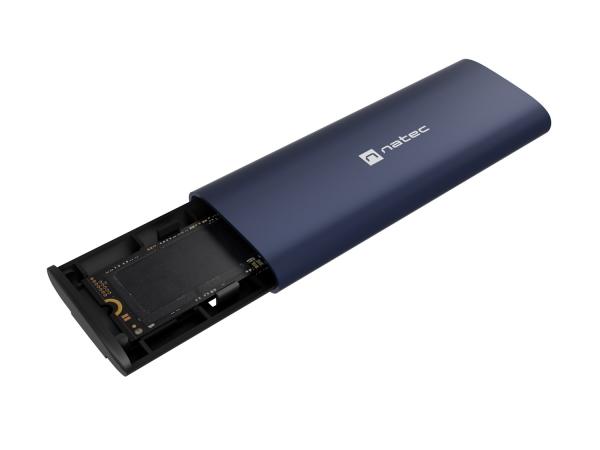 Externý box pre SSD Natec RHINO M.2 NVME LITE USB-C 3.2 GEN 2, hliníkové telo, STEEL NAVY 