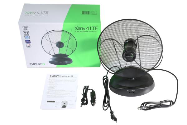 EVOLVEO Xany 4, 230/ 12V, aktívna izbová anténa FM/ DAB+/ DVB-T2, filter LTE, 4G, 5G 