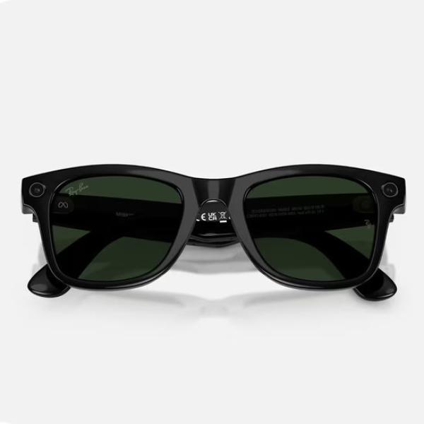 Meta Ray-Ban Gen2 Wayfarer, Shiny Black, Green transitions 