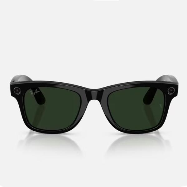 Meta Ray-Ban Gen2 Wayfarer, Shiny Black, Green transitions (Large) 