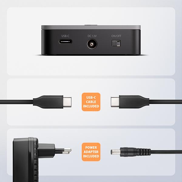AXAGON ADSA-M2C22L, USB-C 20Gbps dokovacia stanica pre 2× M.2 NVMe SSD s funkciou klonovania 