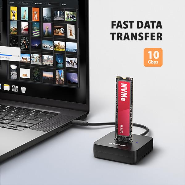 AXAGON ADSA-M2C11L, USB-C 10Gbps dokovacia stanica pre 1× M.2 NVMe SSD 