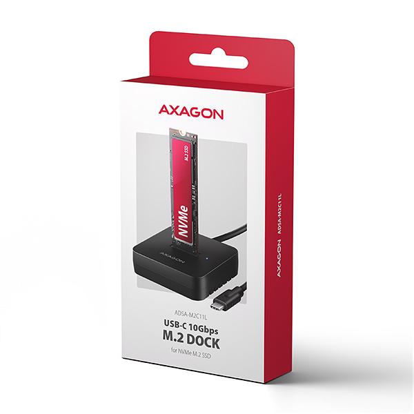 AXAGON ADSA-M2C11L, USB-C 10Gbps dokovacia stanica pre 1× M.2 NVMe SSD 